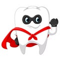 Superhero healthy strong tooth uses the mask