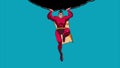 Superhero Holding Boulder Blue Background