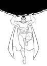 Superhero Holding Boulder Line Art