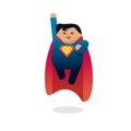 Superhero icon concept. Fat character flying. Flat style.