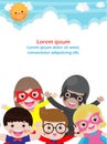 Superhero kid on background,Template for advertising brochure,poster your text ,Vector Illustration