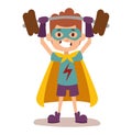 Superhero kid boy cartoon vector illustrationt