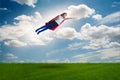 The superhero kid flying in dream concept Royalty Free Stock Photo