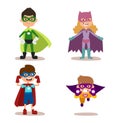 Superhero kids boys and girls cartoon vector illustrationt