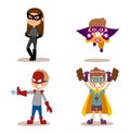 Superhero kids boys and girls cartoon vector illustrationt Royalty Free Stock Photo