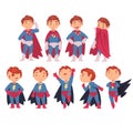 Superhero kids characters in different situations cartoon vector illustration Royalty Free Stock Photo