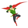 Superhero king actions icon in cartoon colored style jump pose vector illustration.