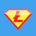 Superhero logo. Crypto currency litecoin.