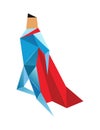 Superhero low poly. Vector polygonal illustration of super hero, origami style icon, modern cartoon man character