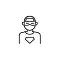 Superhero with mask line icon