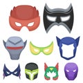 Superhero mask set icons in cartoon style. Big collection of superhero mask vector symbol stock illustration