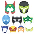 Superhero mask set icons in cartoon style. Big collection of superhero mask vector symbol stock illustration