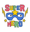 Superhero mask with star, doodle style