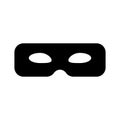 Superhero mask vector black icon. Silhouette hero cartoon character comic face. Flat black superhero costume design mask