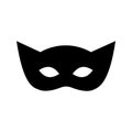 Superhero mask vector black icon. Silhouette hero cartoon character comic face. Flat black superhero costume design mask