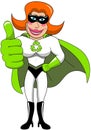 Superhero Masked Woman Thumb Up Recycle Isolated