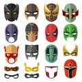 Superhero masks. Vector flat collection