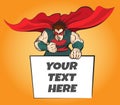 Superhero with Message Board Royalty Free Stock Photo