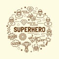 Superhero minimal thin line icons set