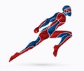 Superhero Ninja robot flying action, Cartoon superhero Royalty Free Stock Photo