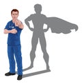Superhero Nurse Doctor with Super Hero Shadow