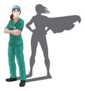 Superhero Nurse Doctor Woman Super Hero Shadow Royalty Free Stock Photo