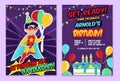 Superhero party festive template with cute boy