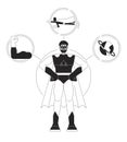 Superhero person archetype bw concept vector spot illustration