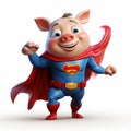 Superhero Pig Cartoon Character - Vibrant And Lively Boar In Pixar Style