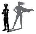 Superhero Police Woman Officer Super Hero Shadow Royalty Free Stock Photo