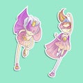 Superhero princess, little teen girl as a superhero vector cartoon illustration with gradients. Super hero girl running Royalty Free Stock Photo