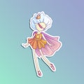 Superhero princess, little teen girl as a superhero vector cartoon illustration with gradients. Super hero girl running