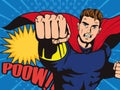 superhero punching pop art