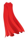 Superhero red cape in back view. Scarlet fabric silk cloak. Mantle costume or cover cartoon vector illustration Royalty Free Stock Photo