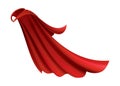 Superhero red cape in side view. Scarlet fabric silk cloak. Mantle costume or cover cartoon vector illustration Royalty Free Stock Photo