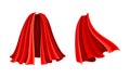 Superhero red capes set. Silk flying cloak cartoon vector illustration Royalty Free Stock Photo