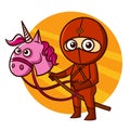 Superhero Red Ninja on the pink unicorn Sticker