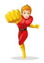 Superhero in red suit throwing punch Royalty Free Stock Photo