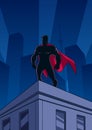 Superhero Roof Watching Silhouette Royalty Free Stock Photo