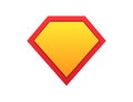 Superhero shield. Comic superman symbol. Guard icon in yellow and red gradient colors. Protection emblem. Super hero template with