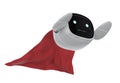 Superhero small robot with red cloak