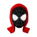 Superhero spider web black mask in red hood