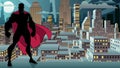 Superhero Standing Night City Silhouette Royalty Free Stock Photo