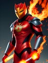 superhero superhero with a glowing fire in his arms, Ai generated