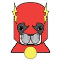 Superhero symbol as a French bulldog character in red, white and yellow