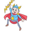 Superhero thor god controlling lightning as his main style, doodle icon image kawaii