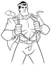 Superhero under Cover Suit Line Art