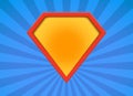 Superhero vector badge logo. Super hero shield man icon symbol of power