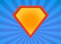 Superhero vector badge logo. Super hero shield man icon symbol of power