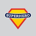 Superhero vector badge logo. Super hero shield man icon symbol of power